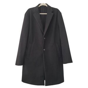 Zara 4 Way Stretch OverCoat Pea Coat Mens Sz XL Black Classic Classy Minimalist